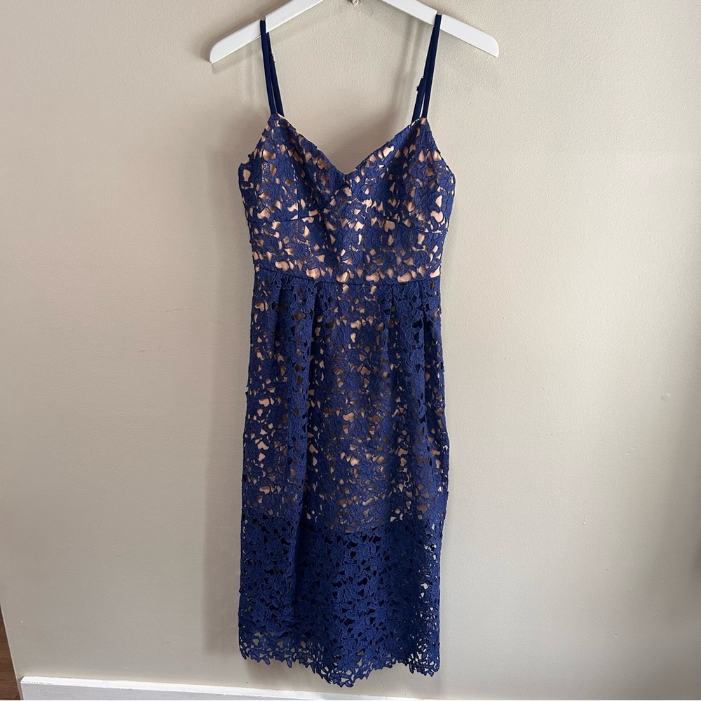 Toby Heart Ginger x LOVE indie ~Navy Bella Crochet Lace Midi Dress size Small